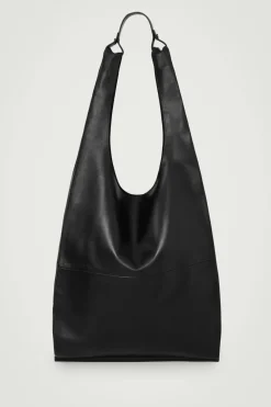 Best COS SLOUCHY TOTE - LEATHER BLACK