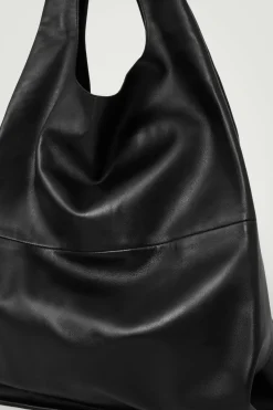 Best COS SLOUCHY TOTE - LEATHER BLACK