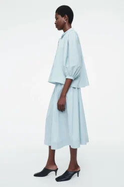 Discount COS SMOCKED A-LINE MIDI SKIRT LIGHT BLUE
