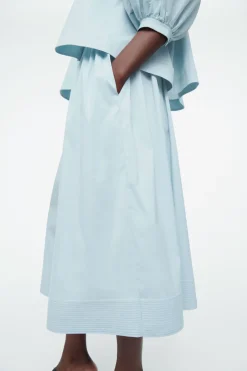 Discount COS SMOCKED A-LINE MIDI SKIRT LIGHT BLUE