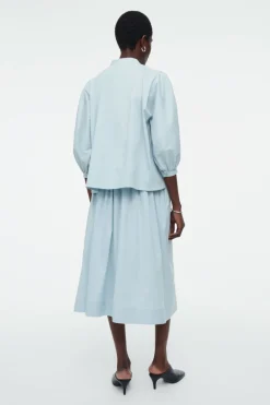 Discount COS SMOCKED A-LINE MIDI SKIRT LIGHT BLUE