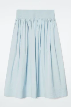 Discount COS SMOCKED A-LINE MIDI SKIRT LIGHT BLUE
