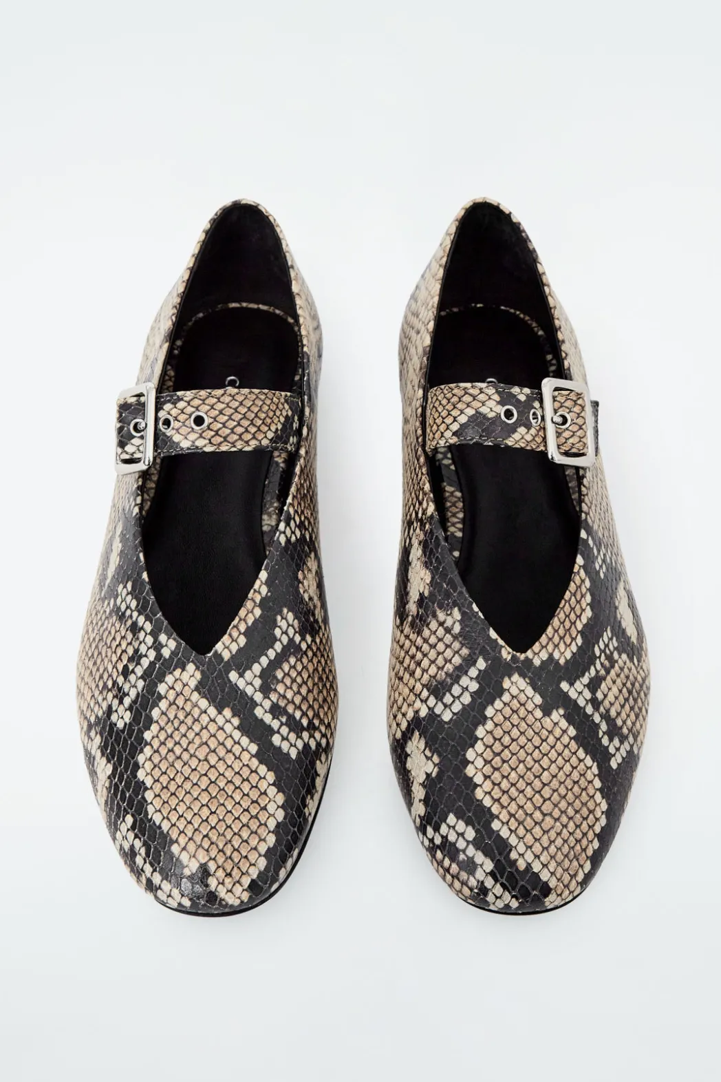 Discount COS LEATHER BALLET FLATS SNAKE-EFFECT