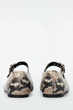 Discount COS LEATHER BALLET FLATS SNAKE-EFFECT