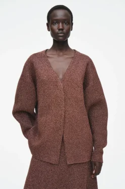 Sale COS SPARKLY MERINO WOOL CARDIGAN MAHOGANY