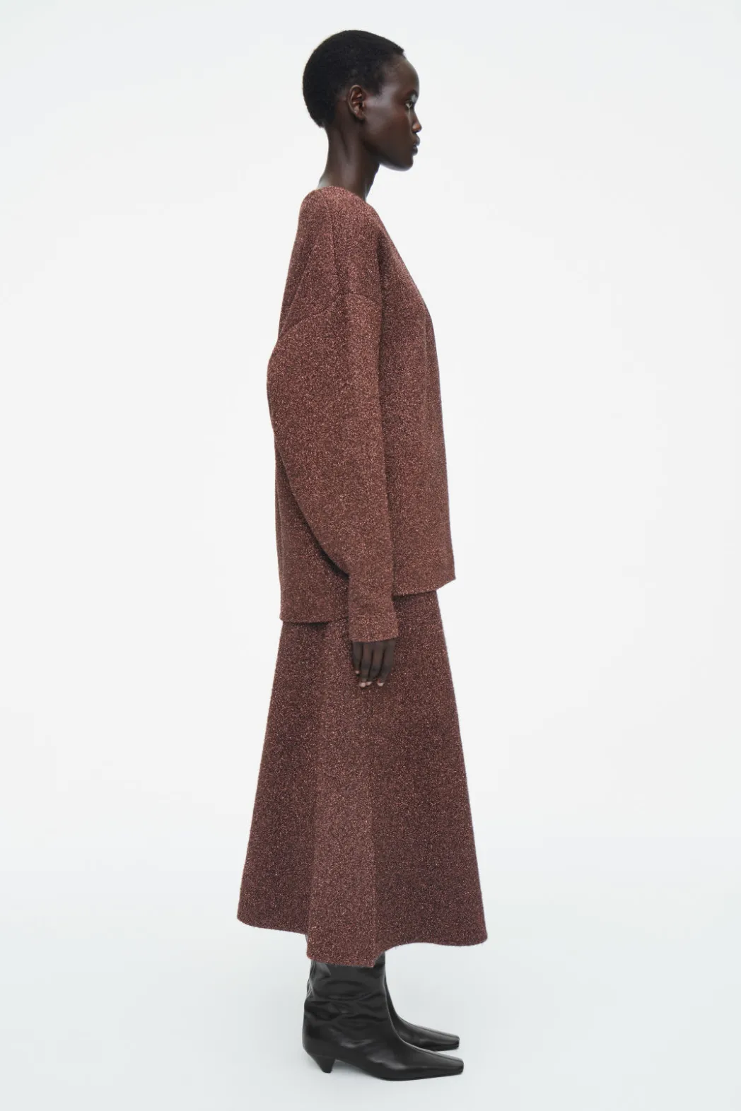 Sale COS SPARKLY MERINO WOOL CARDIGAN MAHOGANY