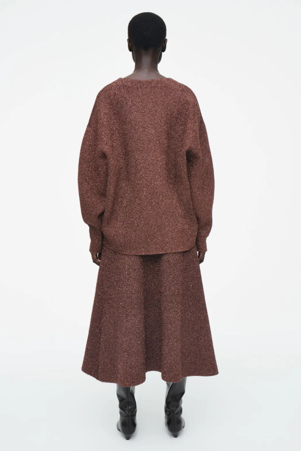 Sale COS SPARKLY MERINO WOOL CARDIGAN MAHOGANY