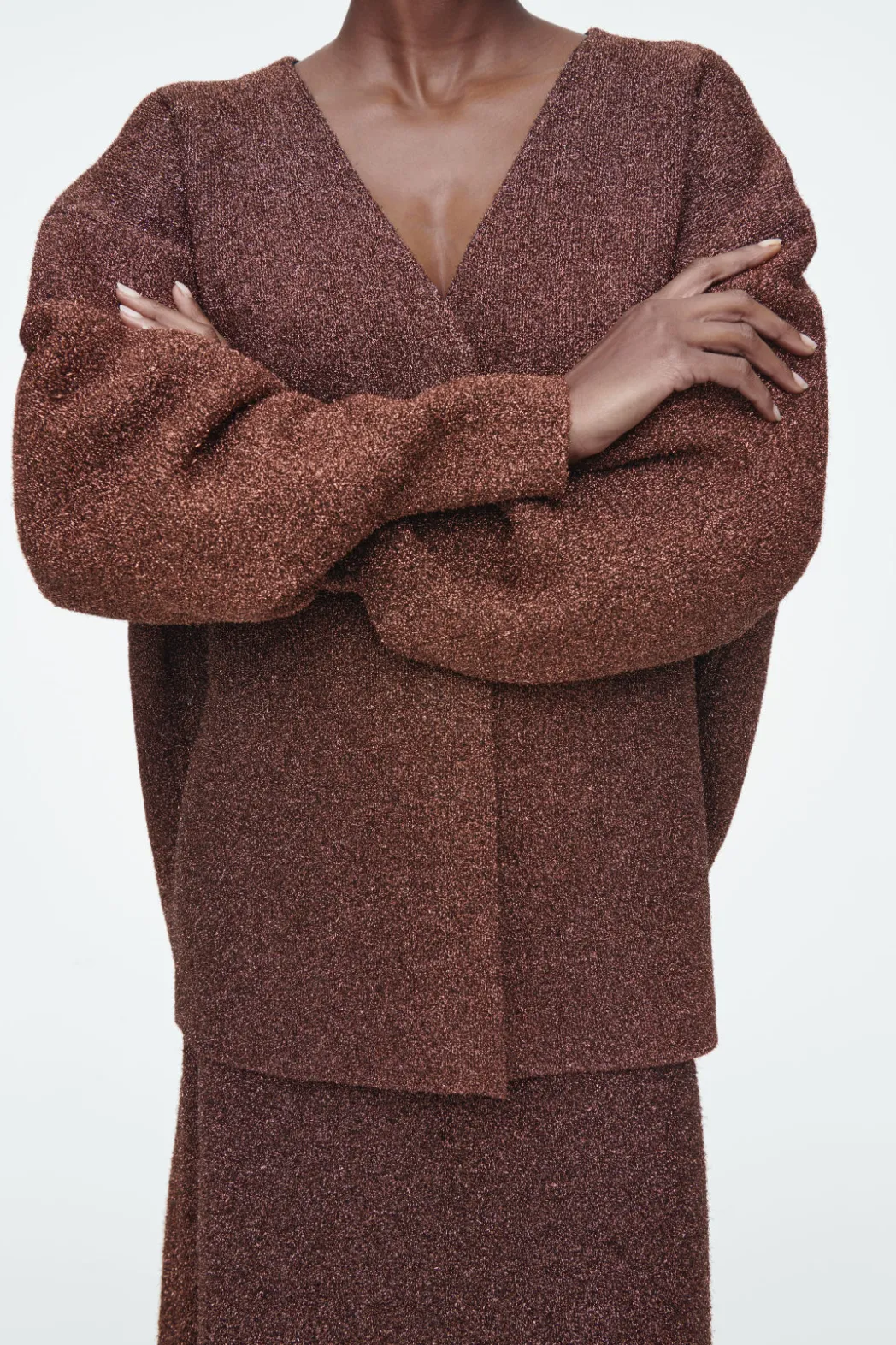 Sale COS SPARKLY MERINO WOOL CARDIGAN MAHOGANY
