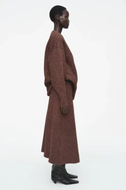 Online COS SPARKLY MERINO WOOL MIDI SKIRT MAHOGANY