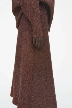 Online COS SPARKLY MERINO WOOL MIDI SKIRT MAHOGANY