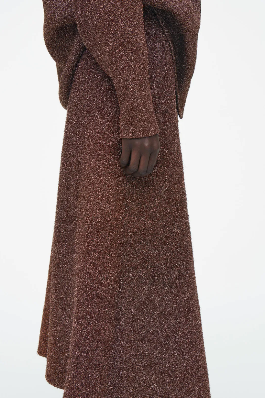 Online COS SPARKLY MERINO WOOL MIDI SKIRT MAHOGANY
