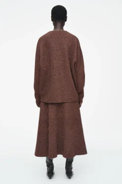 Online COS SPARKLY MERINO WOOL MIDI SKIRT MAHOGANY