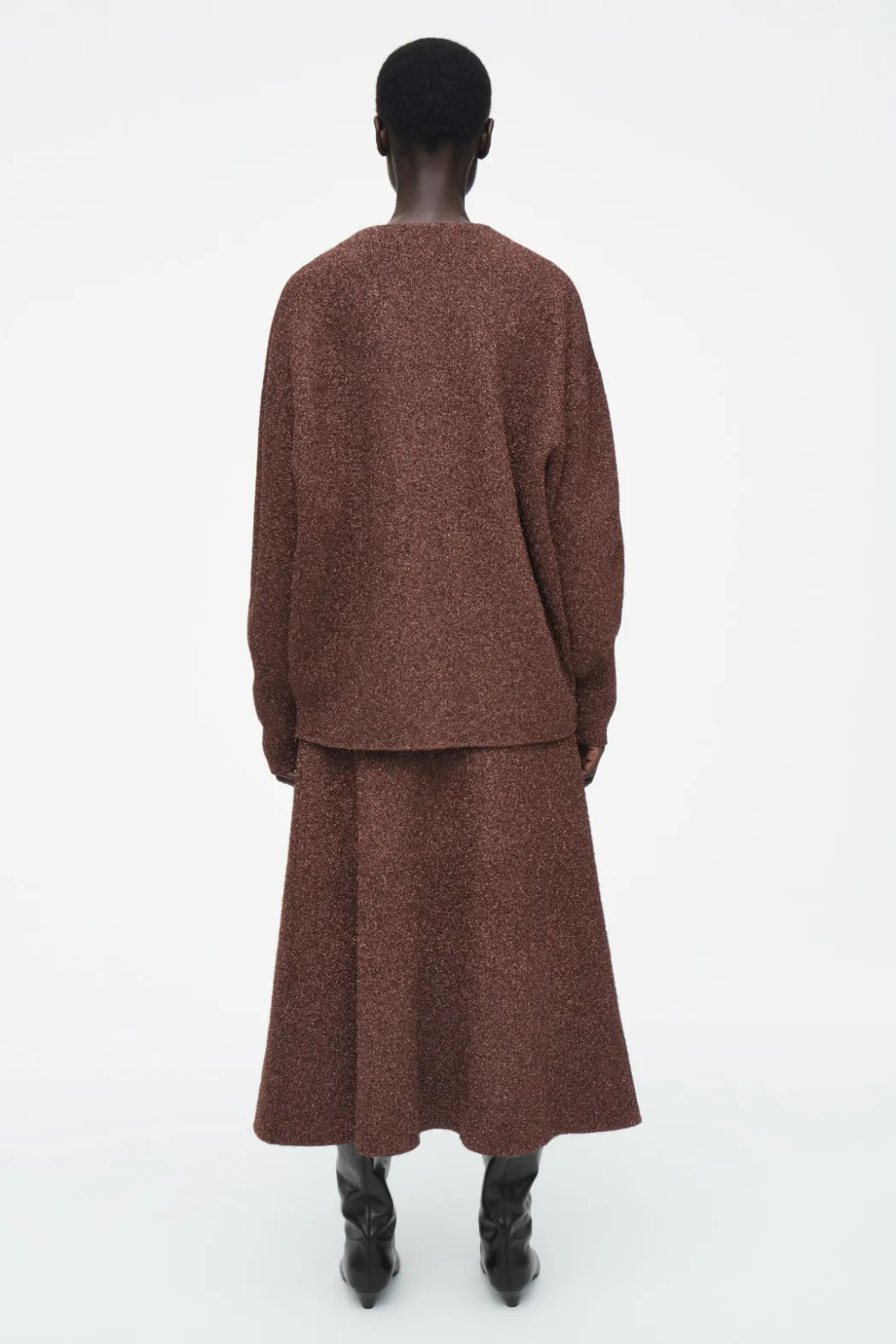 Online COS SPARKLY MERINO WOOL MIDI SKIRT MAHOGANY