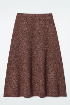 Online COS SPARKLY MERINO WOOL MIDI SKIRT MAHOGANY
