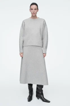 Outlet COS SPARKLY MERINO WOOL MIDI SKIRT SILVER