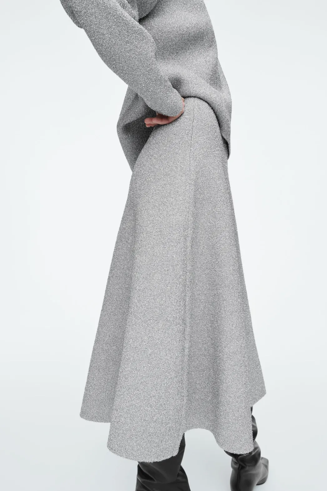 Outlet COS SPARKLY MERINO WOOL MIDI SKIRT SILVER