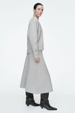 Outlet COS SPARKLY MERINO WOOL MIDI SKIRT SILVER