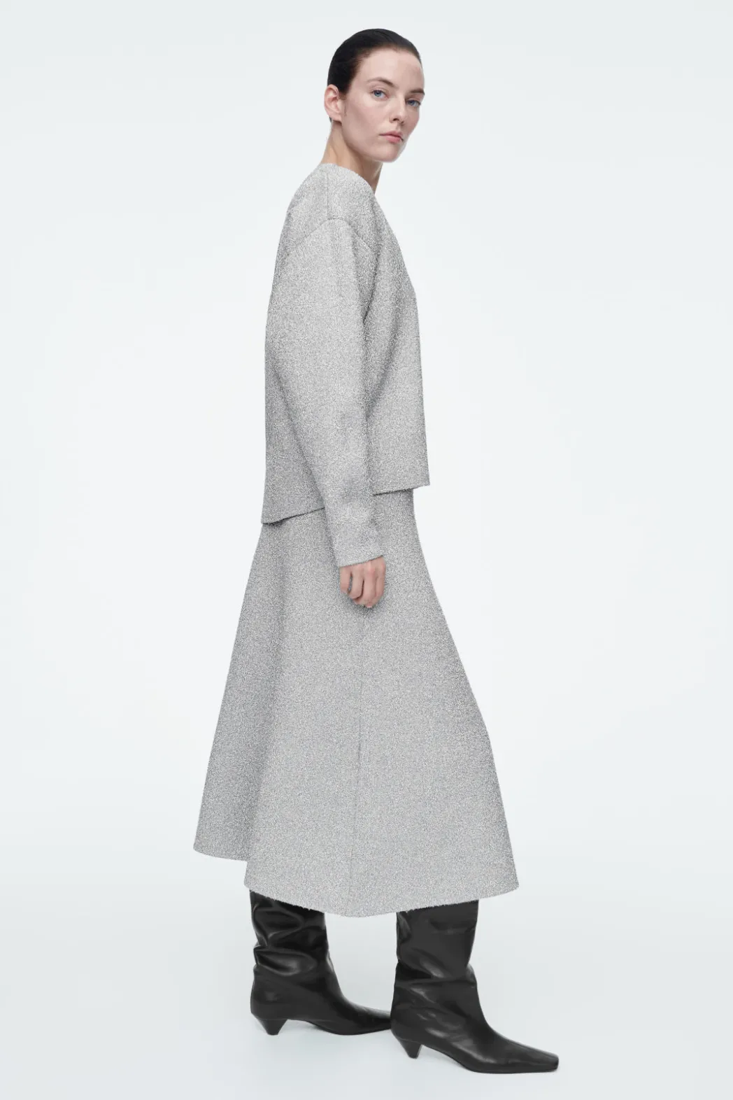 Outlet COS SPARKLY MERINO WOOL MIDI SKIRT SILVER