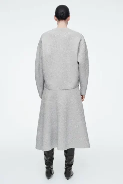 Outlet COS SPARKLY MERINO WOOL MIDI SKIRT SILVER