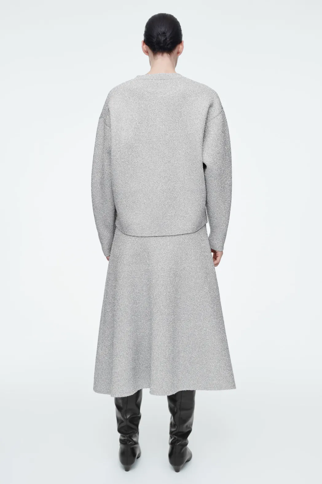 Outlet COS SPARKLY MERINO WOOL MIDI SKIRT SILVER