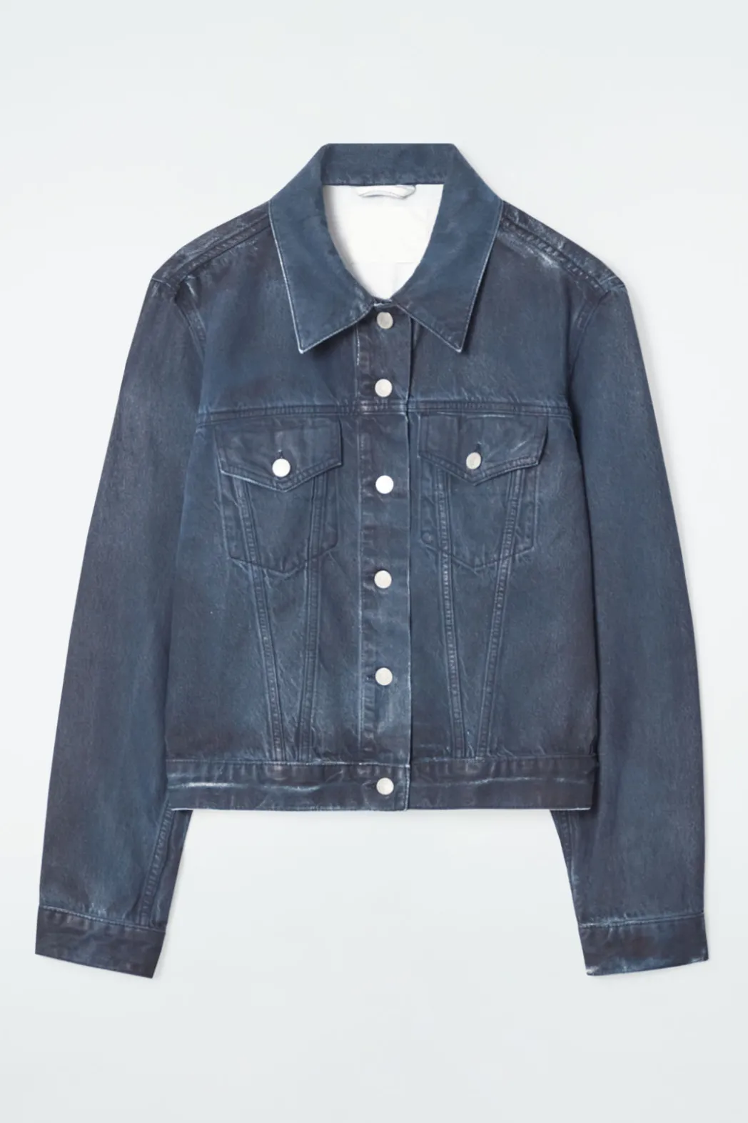 Online COS SPRAYED-DENIM JACKET DARK BLUE