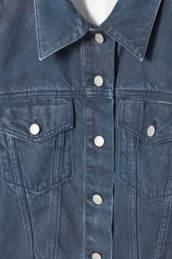 Online COS SPRAYED-DENIM JACKET DARK BLUE