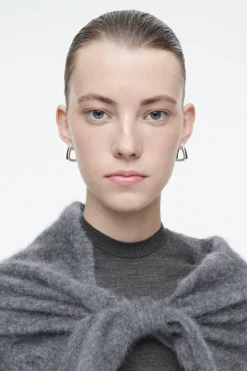 COS SQUARED HOOP EARRINGS SILVER