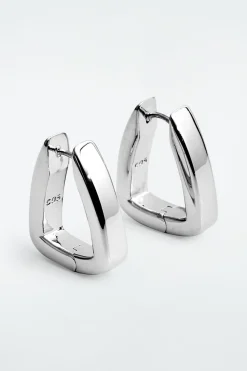 COS SQUARED HOOP EARRINGS SILVER