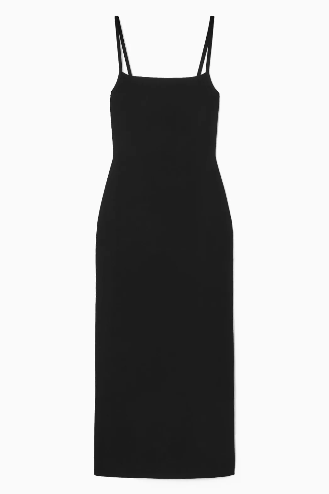 Best COS SQUARE-NECK KNITTED SLIP DRESS BLACK