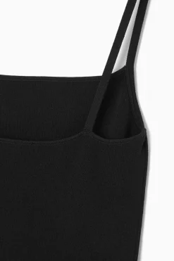 Best COS SQUARE-NECK KNITTED SLIP DRESS BLACK