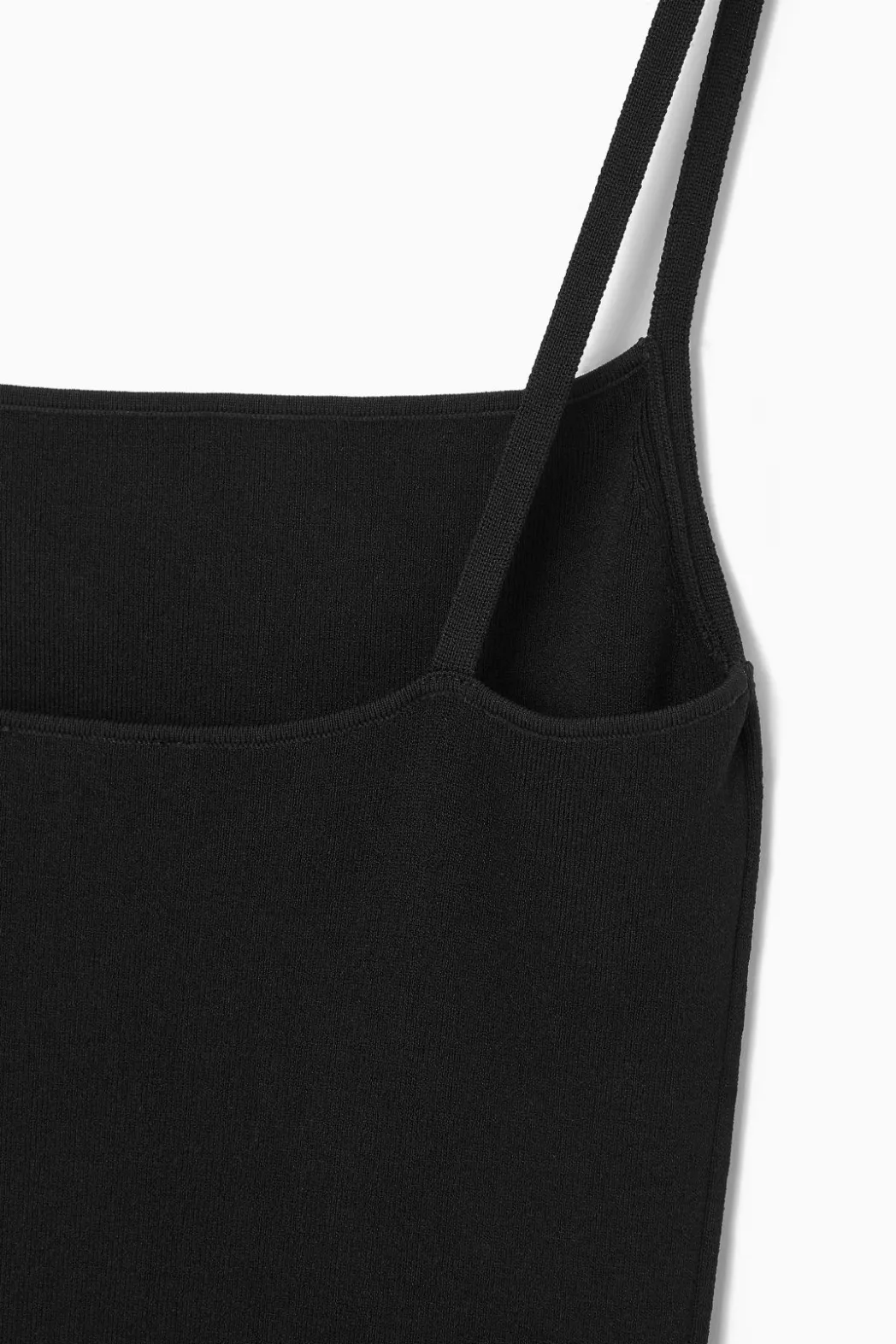 Best COS SQUARE-NECK KNITTED SLIP DRESS BLACK