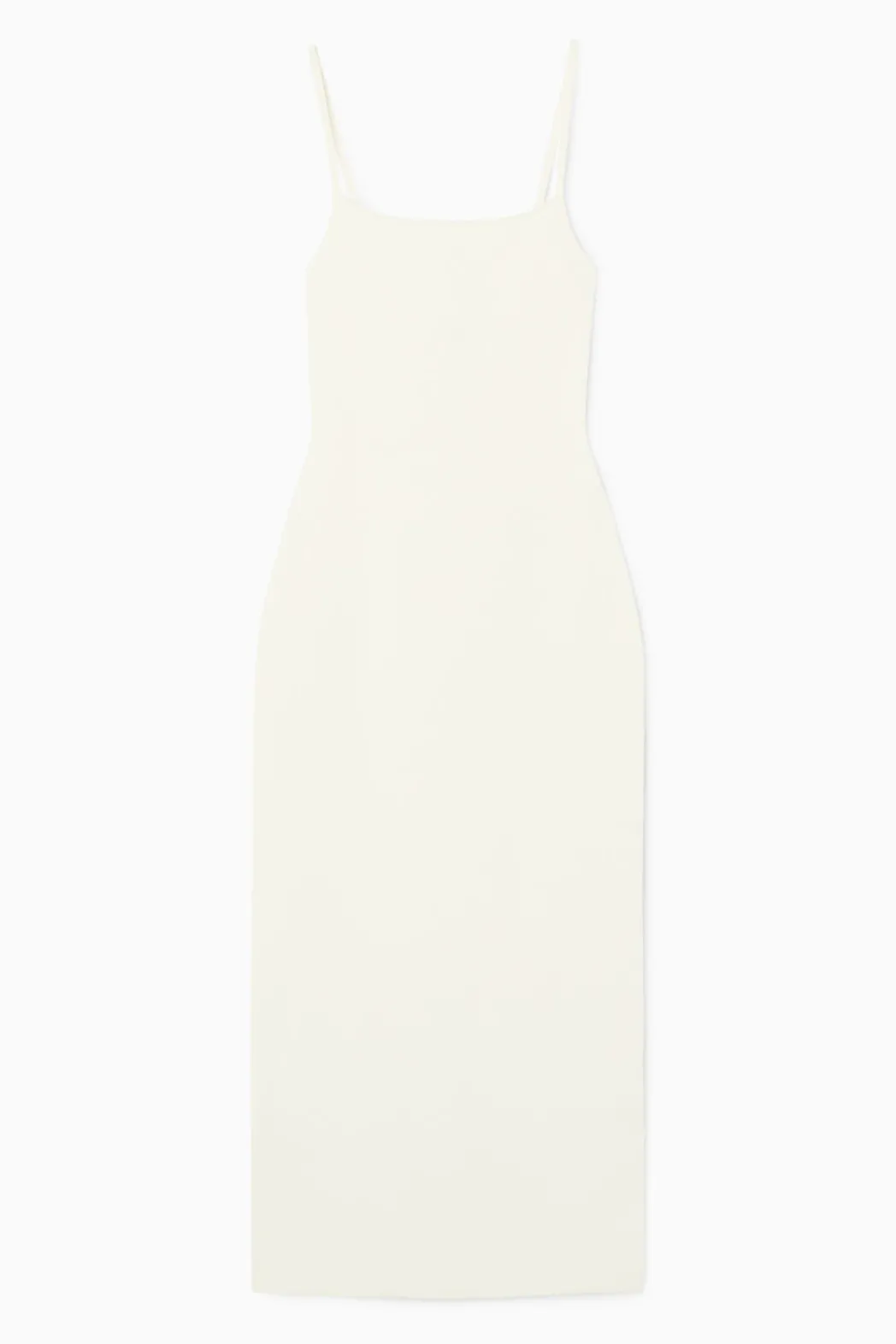 Outlet COS SQUARE-NECK KNITTED SLIP DRESS WHITE