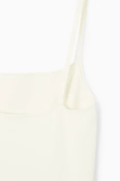 Outlet COS SQUARE-NECK KNITTED SLIP DRESS WHITE