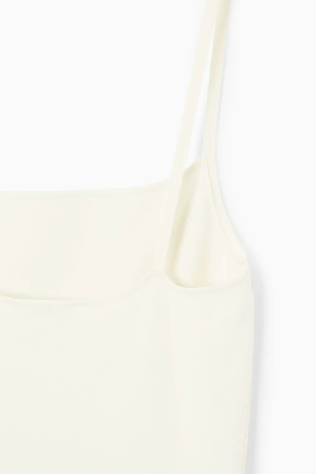 Outlet COS SQUARE-NECK KNITTED SLIP DRESS WHITE