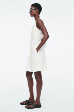 Clearance COS SQUARE-NECK MINI PINAFORE DRESS WHITE