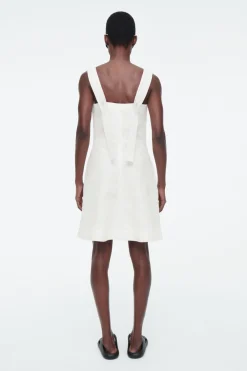 Clearance COS SQUARE-NECK MINI PINAFORE DRESS WHITE