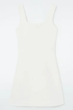 Clearance COS SQUARE-NECK MINI PINAFORE DRESS WHITE