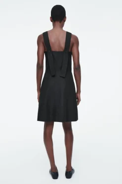 Discount COS SQUARE-NECK MINI PINAFORE DRESS BLACK