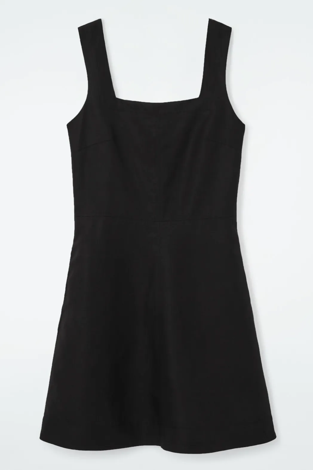 Discount COS SQUARE-NECK MINI PINAFORE DRESS BLACK