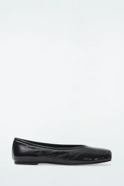 Online COS SQUARE-TOE BALLET FLATS BLACK