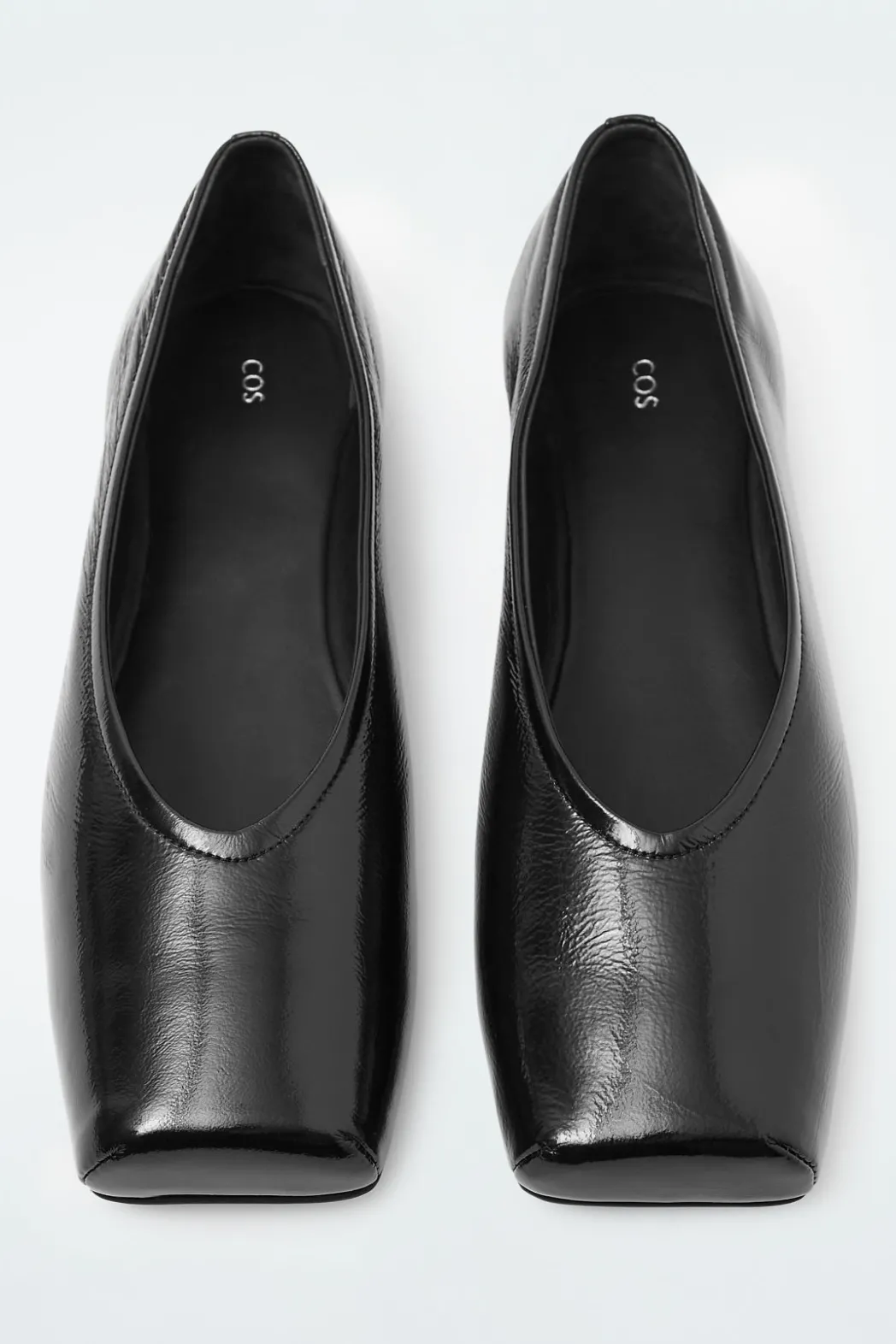 Online COS SQUARE-TOE BALLET FLATS BLACK
