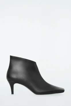 Outlet COS SQUARE-TOE LEATHER ANKLE BOOTS BLACK