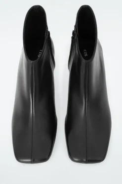 Outlet COS SQUARE-TOE LEATHER ANKLE BOOTS BLACK
