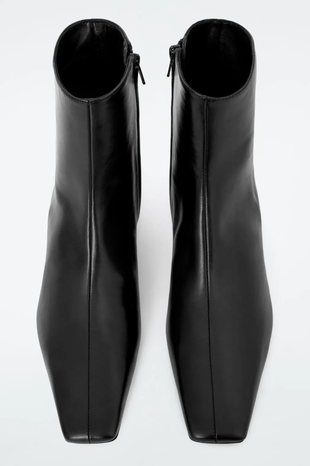 Discount COS SQUARE-TOE LEATHER ANKLE BOOTS BLACK