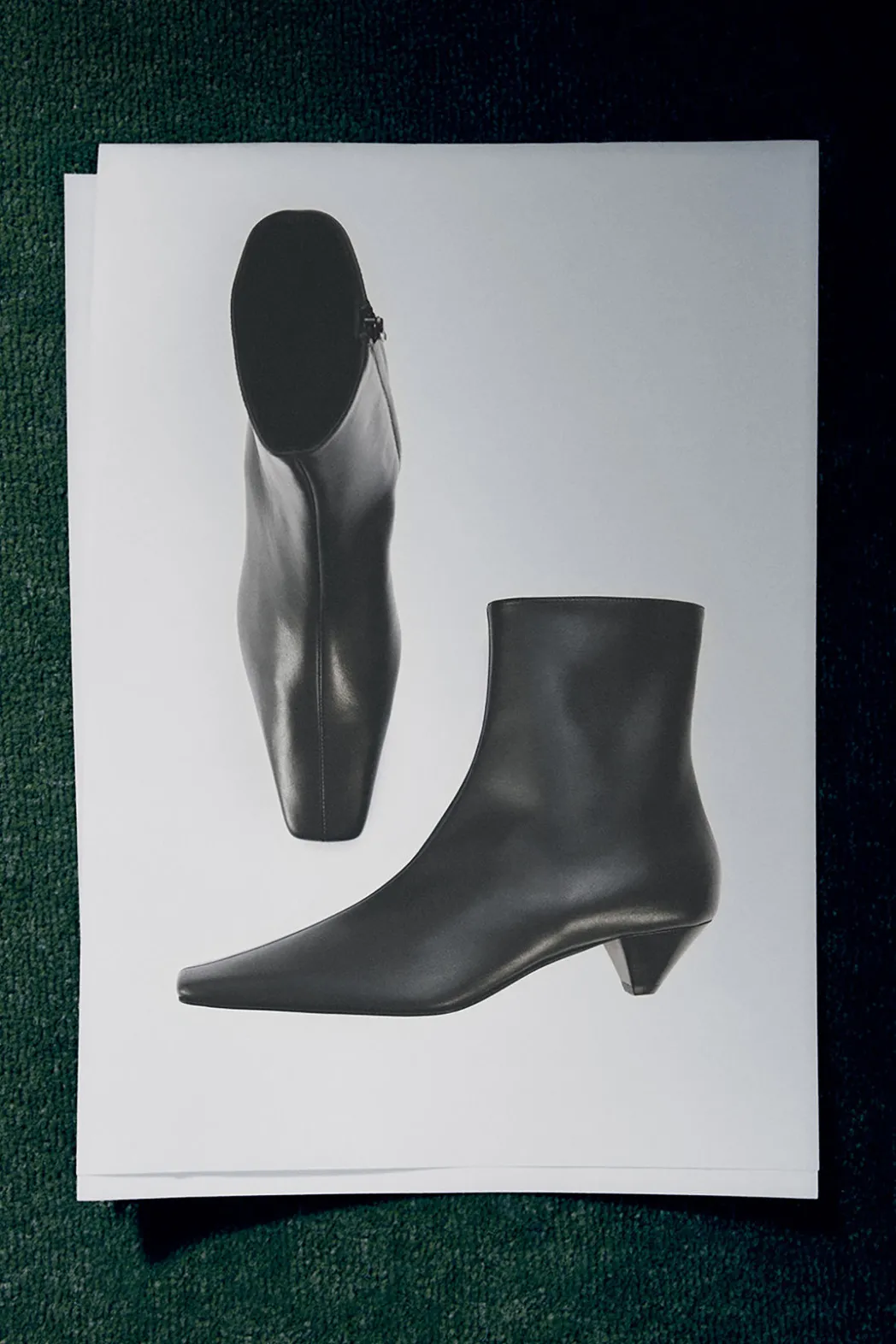 Discount COS SQUARE-TOE LEATHER ANKLE BOOTS BLACK