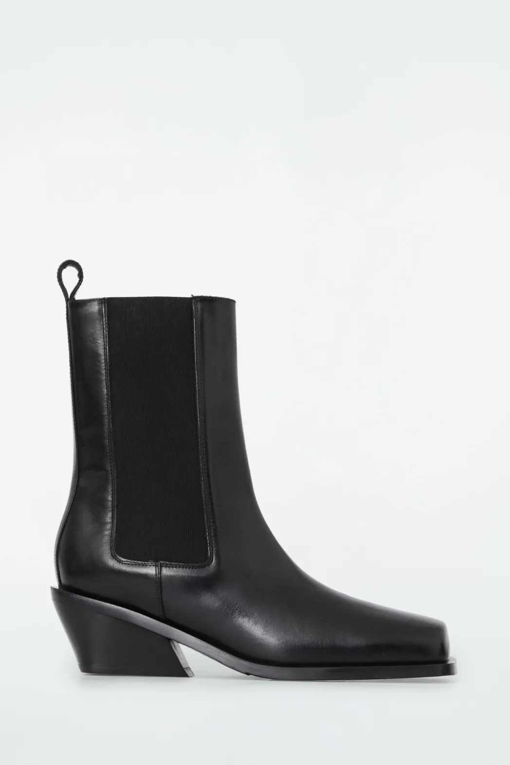 New COS SQUARE-TOE LEATHER CHELSEA BOOTS BLACK