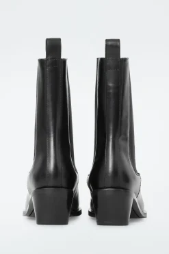 New COS SQUARE-TOE LEATHER CHELSEA BOOTS BLACK