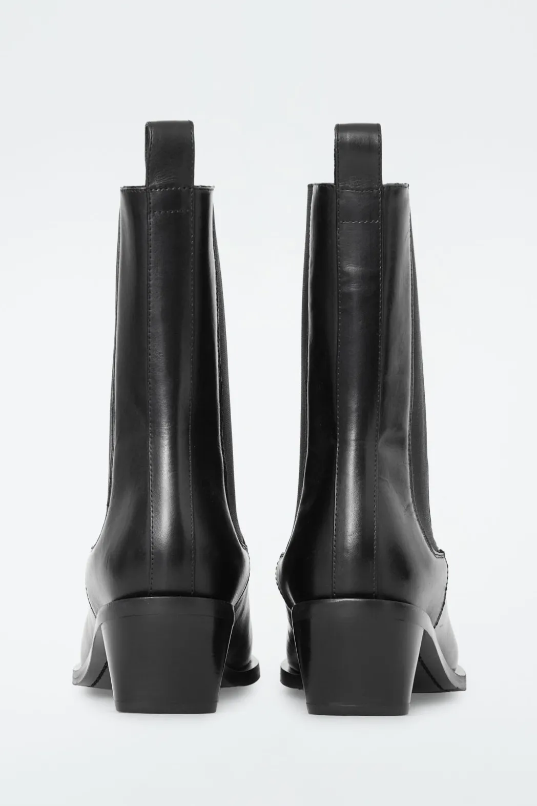 New COS SQUARE-TOE LEATHER CHELSEA BOOTS BLACK
