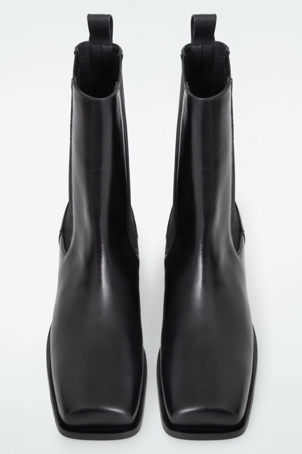 New COS SQUARE-TOE LEATHER CHELSEA BOOTS BLACK