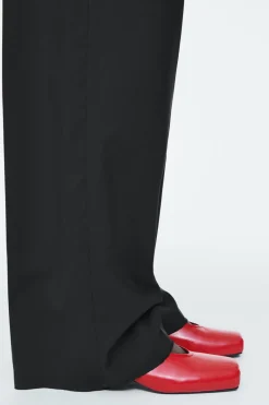 Hot COS SQUARE-TOE LEATHER HEELED BALLET PUMPS RED